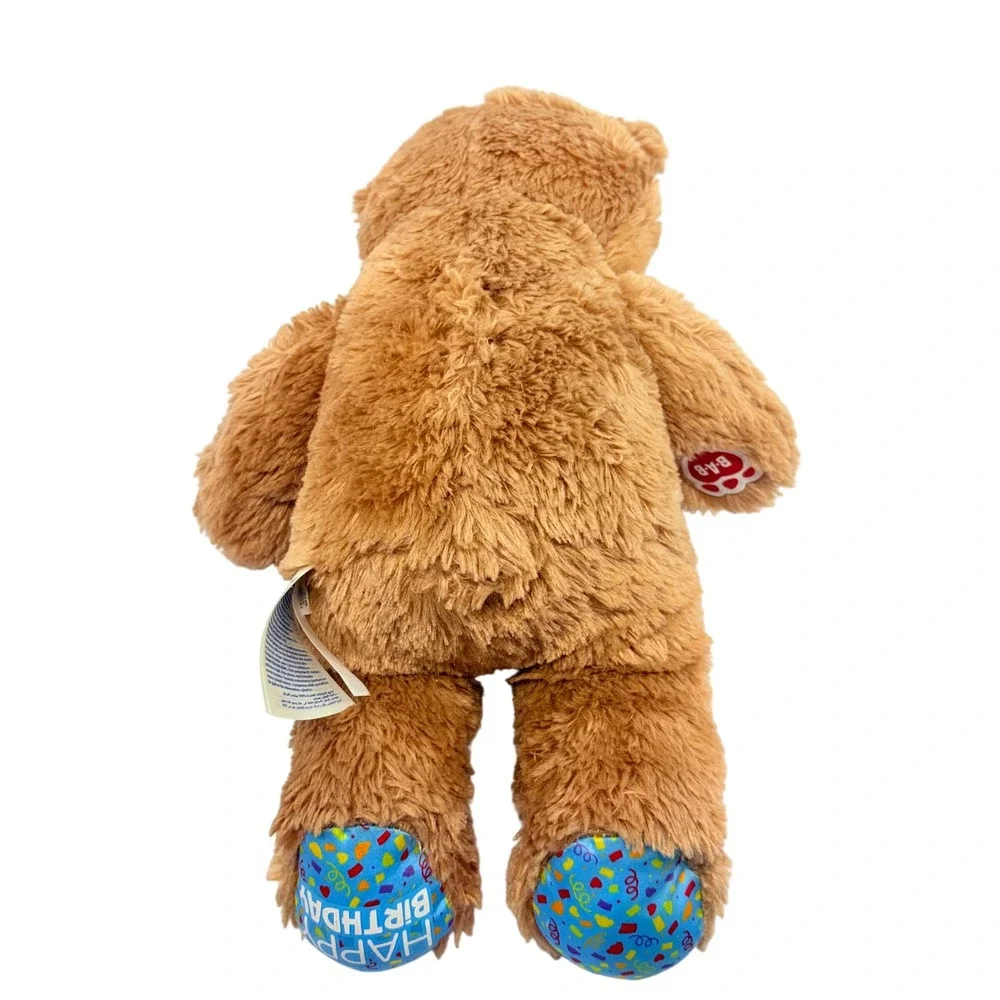 Build-A-Bear Workshop Happy Birthday Brown Bear Plush Colorful Confetti Paws
